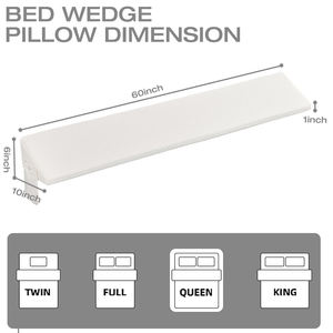 Coussin de lit Queen Size en forme de cale – 100 % fibre de bambou, garni de mousse à mémoire de forme, évite les chutes de coussin, blanc, long, triangulaire, pour l'espace entre les lits - Product Image 6