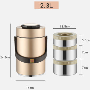 กระติกน้ำสุญญากาศสแตนเลส LXM138 แบบสามชั้น เก็บความร้อน-เย็น ทำความสะอาดง่าย กล่องข้าวแบบพกพาสำหรับนักเรียน มีช่องแบ่งอาหาร - Product Image 6
