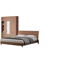 Lit double moderne en MDF et mélamine, design simple, pour la maison, en bois, taille King/Queen, ensemble de meubles de chambre à coucher avec rangement, pour ateliers