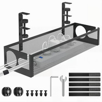 Support de gestion de câbles métallique sous le bureau sans perçage avec pince de fixation