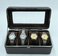 4 Slot Leather Watch Display Box Glass Top Mechanical Wristwatch Case Soft Velvet Jewelry Organizer Holder Store Protective