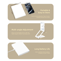 Miroir de maquillage pliable à LED rechargeable en gros, 3 couleurs de lumière, avec lumière LED, interrupteur tactile cosmétique, portable et pliable
