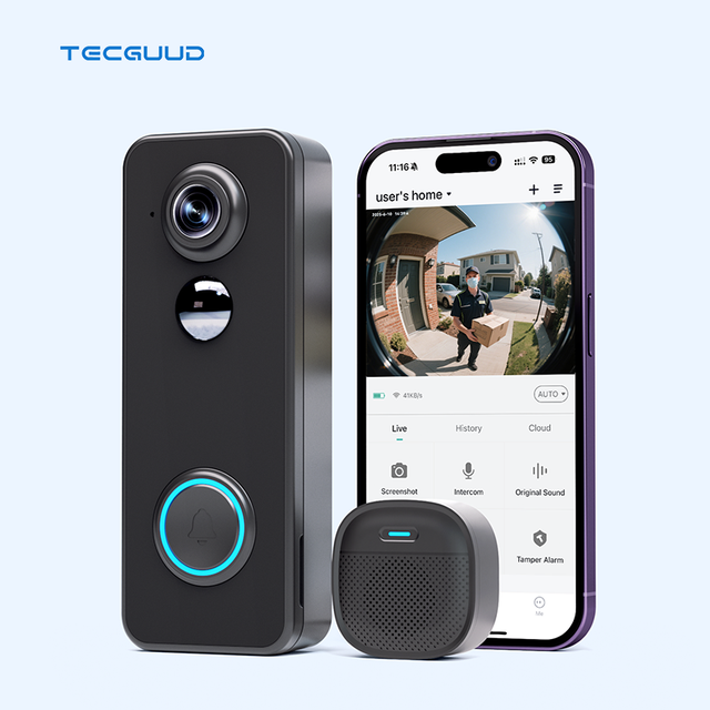 Waterproof Smart Video Doorbell Camera with Fisheye Lens Comprehensive View Door Phone System Doorbell Intercom Function