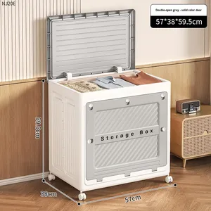 Nhựa cán hộp lưu trữ với Dual-DOOR thiết kế 100L công suất lớn có thể gập lại quần áo tổ chức bánh xe cho giường và quần áo - Product Image 6