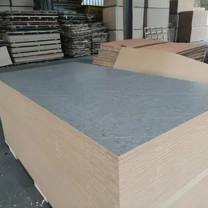 Papan kayu melamin permukaan ubin abu-abu MDF papan MDF laminasi 18mm 15mm