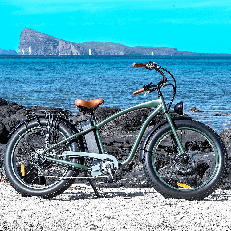 Vintage Electric Fatbike Cruiser Bike Beach