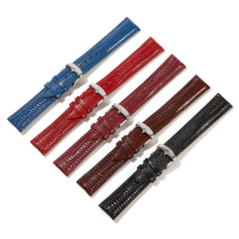 22mm Black Genuine Leather Watchband Tail Lizard Grain, Lightly Padded Replacement Watchstrap That Brings New Life to Any Watch