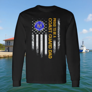 T-shirt a maniche lunghe con design della bandiera americana, orgoglioso di essere papà della Guardia Costiera - Product Image 3