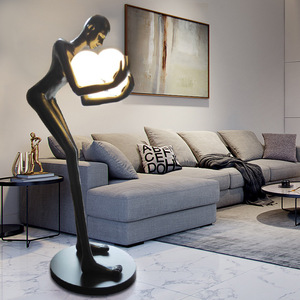 <span class=keywords><strong>Lampe</strong></span> sur pied moderne minimaliste à LED, <span class=keywords><strong>statue</strong></span> d'art de portrait tenant une boule, pour la décoration de jardin et de fenêtre, grandes décorations de figurines - Product Image 3