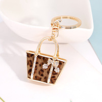 Fantaisie imprimé léopard Mini 3D métal sac à main porte-clés femmes sac à main porte-clés pour voiture sac à dos pendentif voiture pendentif porte-clés