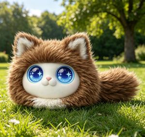 ของเล่นแมวตุ๊กตาสีน้ำตาลน่ารักพร้อมตาสีฟ้า ตุ๊กตาสัตว์นุ่มสำหรับเด็ก 11 ซม.-30 ซม. สำหรับทุกเพศ - Product Image 1