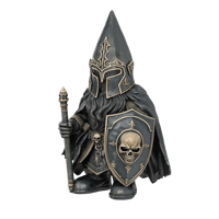 Statue de gnome guerrier gothique médiéval en résine, avec casque et cape, résistante aux intempéries, pour jardin et pelouse