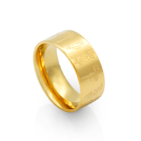 Chris april 316L acier inoxydable PVD plaqué or 18 carats fleur de naissance minimaliste bande épaisse soulagement du stress anxiété bague