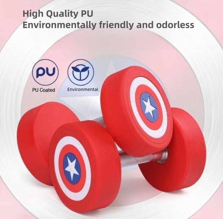 Captain America 20KG Home Gym Training Set Pure Steel-Coated Dumbbells with Free Rubber Fitness for Men and Women