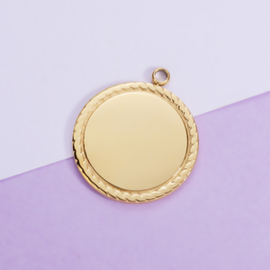 Disque rond vierge de 25 mm pour collier, pendentif en acier inoxydable poli miroir, style dentelle géométrique, composants de bijoux DIY en gros - Product Image 4