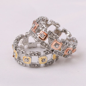 Geometric <b>Crystal</b> <b>Ring</b> Gold Rose Gold Pave Setting Everyday Wear Unisex Jewelry - Product Image 2