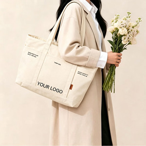 Sac fourre-tout en toile épaisse avec poignées, fond à double couture, impression personnalisée pour promotion de boutique de cadeaux - Product Image 1