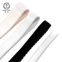 Bande élastique en nylon pliable multi-spécifications, couleurs unies, pour bretelles de soutien-gorge, avec dentelle de couture et picot en peluche au dos
