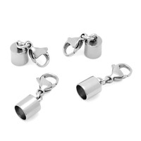 2.5-10mm embouts avec fermoirs à homard cordon en cuir en acier inoxydable fermoir à sertir ensemble pour bricolage Bracelet collier gland fabrication