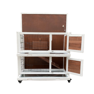Offre Spéciale Woodville Cage pour animaux de compagnie pour petits animaux Maison de lapin en bois avec style simple et motif animal Matériau métallique pour lapin - Product Image 5