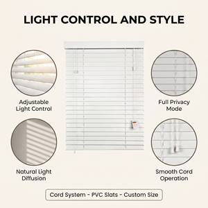 Persianas Verticales de PVC de 50 mm, Sistema de Cordón Pintado a Color, Control de Reflejos Integrado, Bloqueo de Rayos UV, Ecológicas, Duraderas, Ancho y Altura Personalizables - Product Image 2