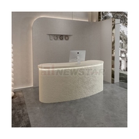 Comptoir de réception Newstar, nouveau design, beige naturel, blanc, travertin, surface naturelle polie, taille personnalisée, pour salon, hôtel, magasin