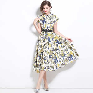 <span class=keywords><strong>Mode</strong></span> dames été nouveau élégant revers à manches courtes <span class=keywords><strong>grande</strong></span> <span class=keywords><strong>taille</strong></span> robe Boutique <span class=keywords><strong>vêtements</strong></span> pour femmes en gros - Product Image 4