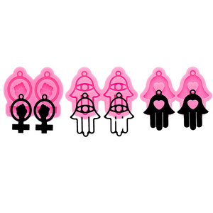 DY0637 S/M/Lシャイニーハムサハンドシリコンイヤリングモールドジュエリーエポキシブラックライフマターモールドレジンクラフト - Product Image 1