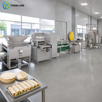 Ligne de production automatique de tortillas de farine avec mélangeur de pâte, presse à tortillas, machine de cuisson et convoyeur de refroidissement