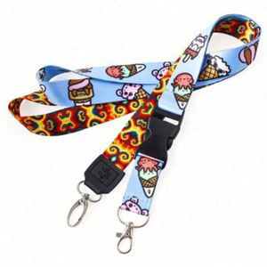Free Sample No Minimum Order Custom Printed <b>Lanyard</b> Long Neck Strap ID Holder <b>Polyester</b> Satin Nylon Material for Insurance End - Product Image 2