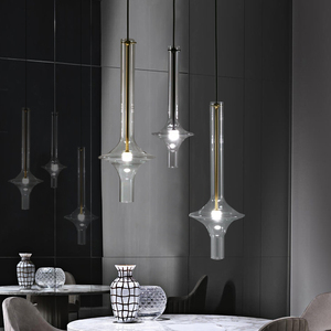Candelabros de cristal para decoración de restaurante, iluminación colgante nórdica minimalista, diseño lateral de cama, luces LED modernas para hotel - Product Image 5