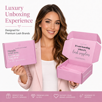 Boîtes d'expédition en carton ondulé rose argenté personnalisées pour emballages de cosmétiques, de rouges à lèvres, avec logo