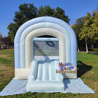 Maison de rebond arc-en-ciel pastel Oxford populaire de 6 pieds avec toboggan Maison de rebond bleue moderne pour enfants avec piscine à usage domestique