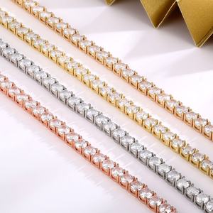 <span class=keywords><strong>Bracciale</strong></span> Tennis Personalizzato in <span class=keywords><strong>Argento</strong></span> 925 e Ottone con Zirconia Cubica 5A da 4MM, Catena in Rame per Donna e Ragazza - Product Image 5