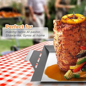 Brochettes verticales en acier inoxydable de 10 pouces pour tacos al pastor, shawarma, barbecue au charbon de bambou, accessoire de cuisson amovible, qualité alimentaire - Product Image 3