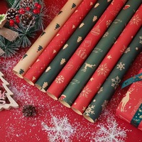 Papier d'emballage de papier kraft de Noël de luxe Rouleau de papier d'emballage kraft de Noël pour l'emballage de cadeaux de Noël en vrac