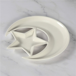 <span class=keywords><strong>Assiette</strong></span> à vaisselle en porcelaine en forme de lune au design unique créatif pour restaurant - Product Image 5