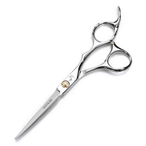 Ciseaux de coiffure professionnels en acier inoxydable 440C, lame tranchante Cr5.5, manche moyen, qualité salon, ciseaux plats argentés - Product Image 4