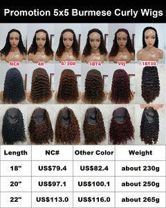 Promotion 75$ Letsfly Perruques en dentelle de cheveux humains naturels bouclés birmans 5x5 et 13x4 de 18 pouces, vente en gros à prix réduit - Product Image 6