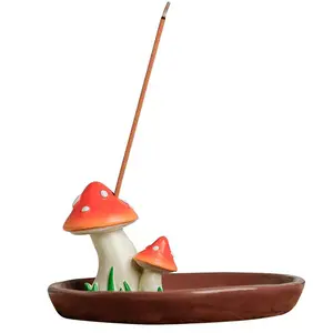 Adorable Ceramic Mushroom Incense Holder Stick Burner Home Decoration Accessories Aromatic Tea Sandalwood Pine Rose Candy Scent