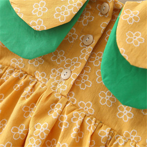 Aliexpress Reino Unido, Mejor Precio, Nuevo Vestido Premium Amarillo con Flores para Niña, Estilo Coreano, Venta al Por Mayor de Fábrica - Product Image 4