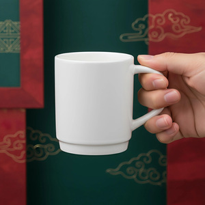 Qi Yue <b>Ceramic</b> Mug 10x7x8.8cm Heat Resistant Pure White Coffee Tea <b>Cup</b> For Daily Use - Product Image 2