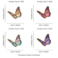 Broche de solapa vintage de mariposa de cristal tintado y esmalte, diseño de insecto