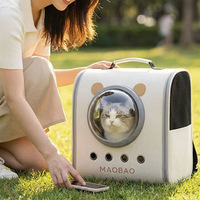 Sac à dos pour chat et animal de compagnie, design capsule spatiale avec oreilles d'ours MAOBAO, fenêtre transparente pour observation, portable, double bandoulière