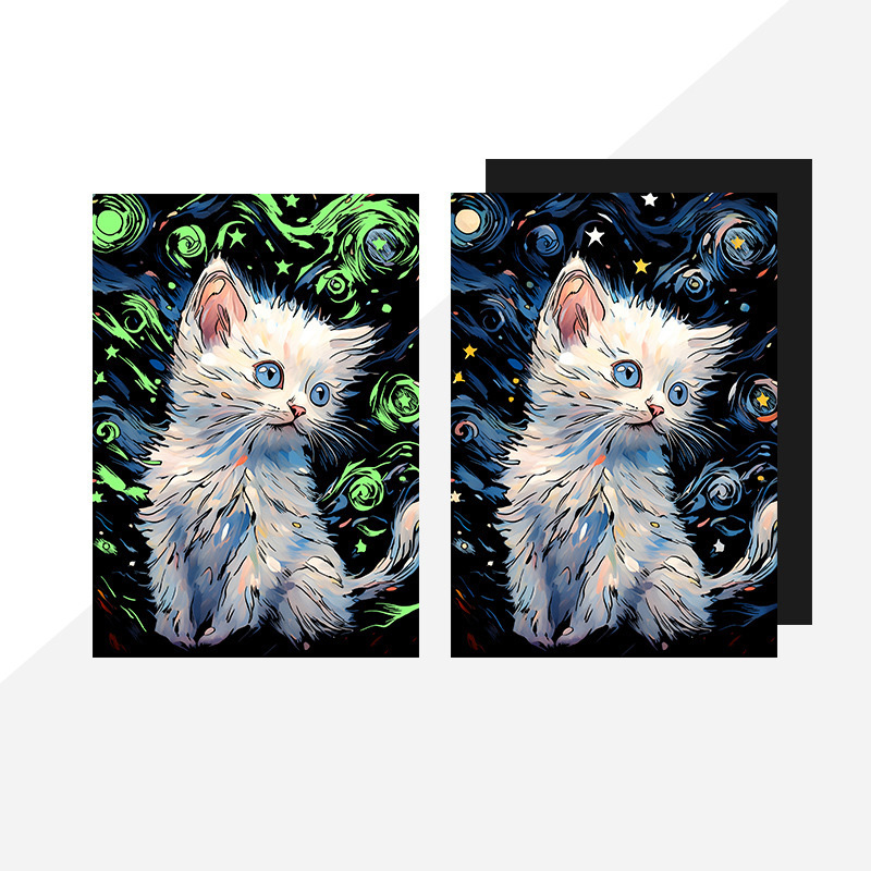 Stylo à gratter en plastique à double tête chat blanc étoile