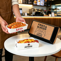 Caja de cartón personalizada con forma de barco para hot dogs, gofres y hamburguesas, con tapas, para comida rápida