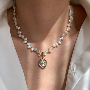 Collana in Ottone con Placcatura in Oro 18K, Perla d'Acqua Dolce Naturale, Ciondolo Staccabile con 12 <span class=keywords><strong>Segni</strong></span> <span class=keywords><strong>Zodiacali</strong></span>, Gioielli da Donna all'Ingrosso - Product Image 3