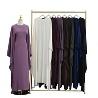 Robe d'été unie grande taille à manches amples en polyester, ajustée à la taille, pour femme musulmane arabe