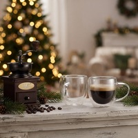 Lot de tasses à café en verre à double paroi pour expresso, vente en gros