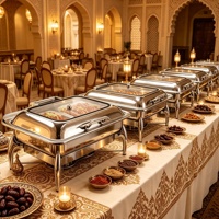 Ensemble de réchauds de luxe en acier inoxydable pour événements hôteliers, service de plats de présentation pour traiteur et buffet